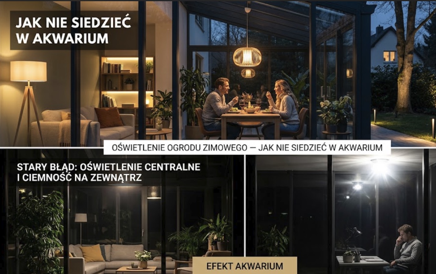 Oświetlenie ogrodu zimowego — jak nie siedzieć wieczorem w akwarium